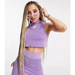 Nike Air ribbed turtle neck tank top in violet purple